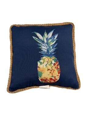 allen + roth Tropical Blue Square Pineapple Throw Pillow 15" X 15" Patio Dorm